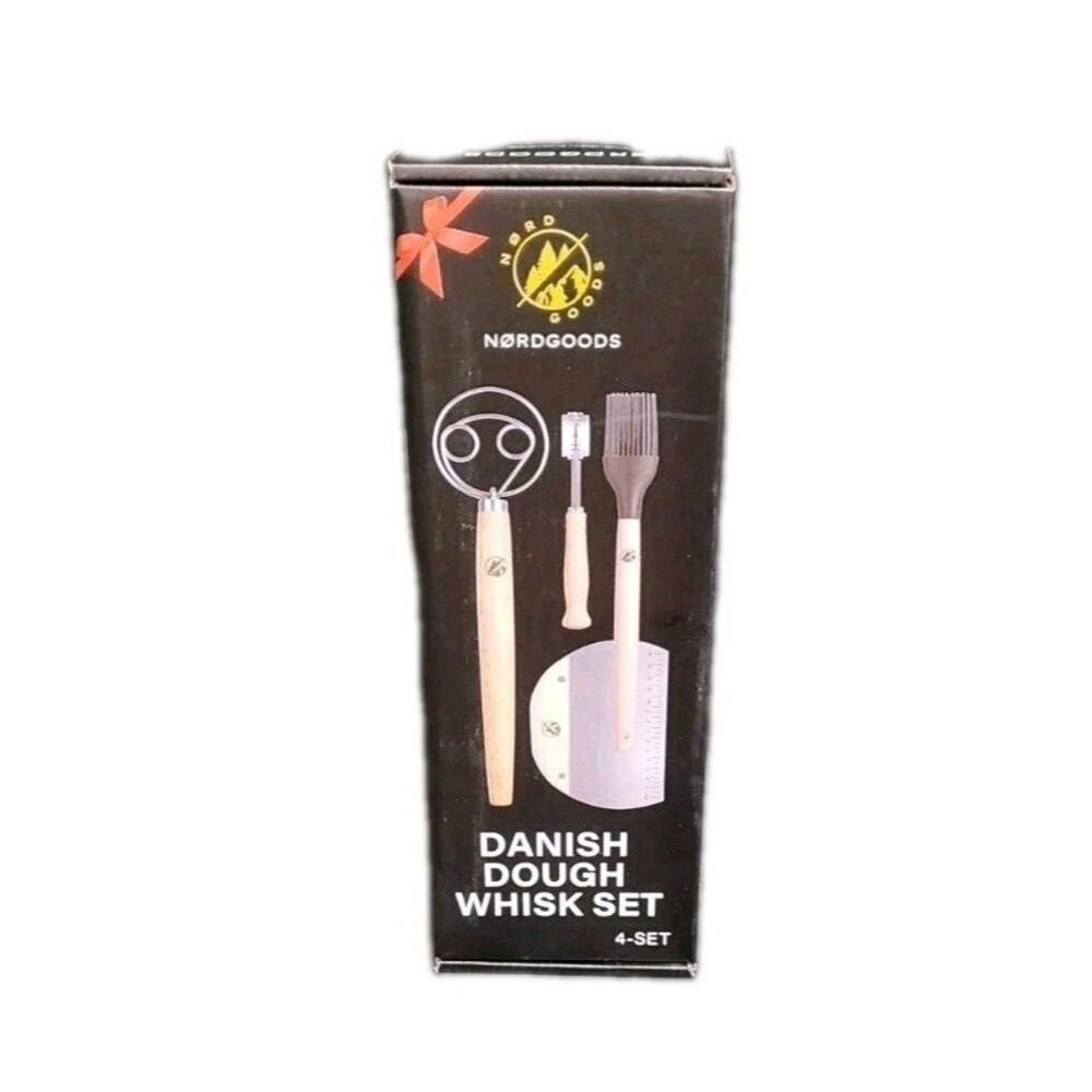 Danish Dough Baking Whisk Set With Bench Scraper Dough Lame + Pastry Brush 4Pcs